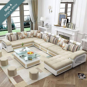 Selena Beige & White Modular Tufted Sectional