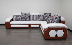 Selena Modular Compact Sectional StyleA(White&Brown)