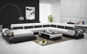 Mirak Modern U-Shape Leather Sectional