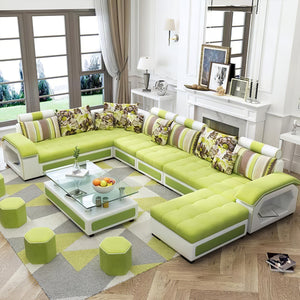 Selena Green & White Modular Tufted Sectional