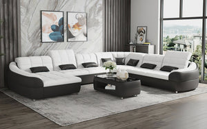 Aumin Modern Leather Sectional with Chaise