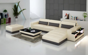 Silian Leather Sectional with Storage & LED Light