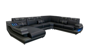 Celine Modern Leather Sectional with LED Light