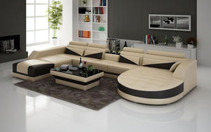 Lilo Leather Sectional with Shape Chaise