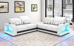 Ronan Modern Sectional with LED, White. Special Order Available 