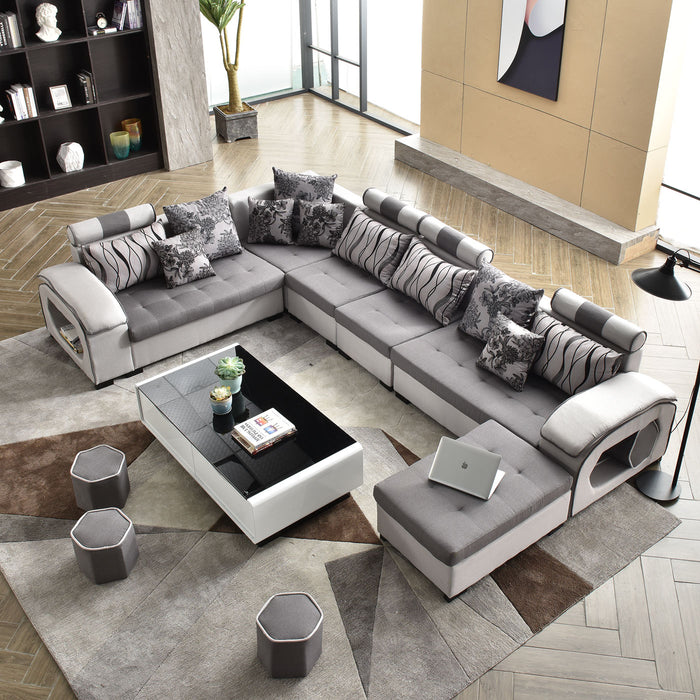 Selena Grey & Light Grey Modular Tufted Sectional