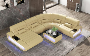 Catina Leather Curve Shape Sectional