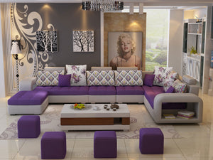 Selena Purple & Light Grey Modular Tufted Sectional