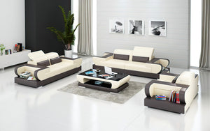 Ezrael Modern Leather Sofa Set