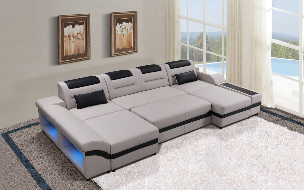 Venus Modern Leather Sectional with LED Light