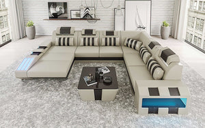 Cosmo Modern Leather Sectional with LED