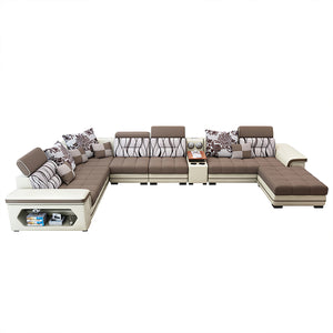 Selena Brown & Light Beige Modular Tufted Sectional