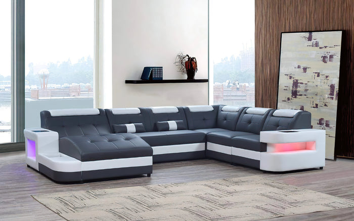 Uranus Modern Leather Sectional with LED Light