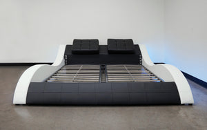 Bianca Curved Modern Leather Platform Smart Bed With LED Light