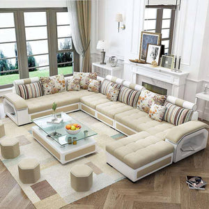 Selena Beige & White Modular Tufted Sectional