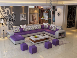 Selena Purple & Light Grey Modular Tufted Sectional