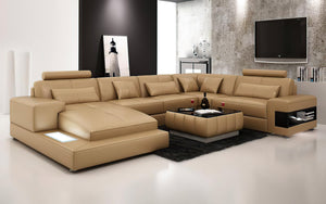 Fano Modern U-Shape Leather Sectional