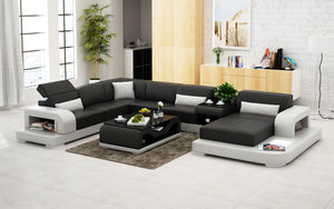 Gara Modern U-Shape Leather Sectional