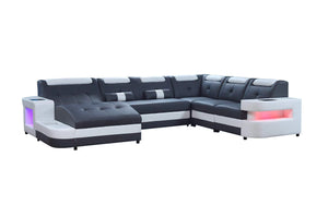 Uranus Modern Leather Sectional with LED Light