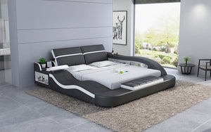 Black leather storage bed