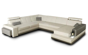 Carsa Modern Leather Sectional with Chaise