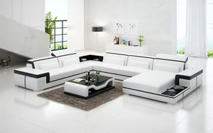 Perrault Leather Sectional with Adjustable Headrest