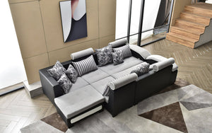 Selena Dark Grey & Silvery Grey Modular Tufted Sectional