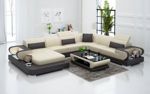 Ezrael Modern U-Shape Leather Sectional