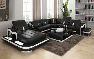 Sydney Large Leather Sectional with Side Table