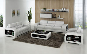 Poris Modern Leather Sofa Set