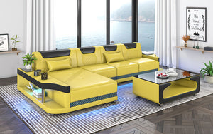 Tate Modern Leather Small Sectional with LED Light