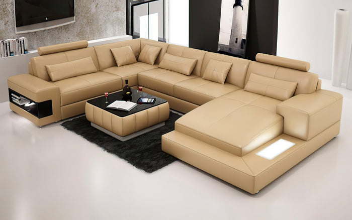 Fano Modern U-Shape Leather Sectional