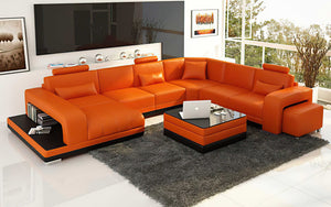 Heather Modern U-Shape Leather Sectional