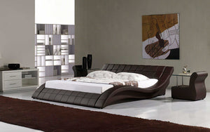 Verdandi Curved Modern Leather Platform Bed