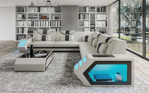 Mcmanu Modern Leather Sectional with LED Light