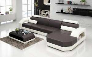 Luxi Small Modern Leather Sectional with Chaise