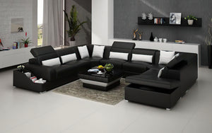 Charlotte Leather Sectional with Pop-Up Storage