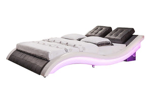 Bianca Curved Modern Leather Platform Smart Bed With LED Light