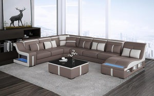 Lisa Modern U Shape Leather Sectional