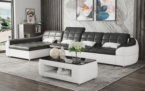 Aumin Small Leather Sectional with Chaise