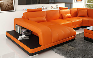 Heather Modern U-Shape Leather Sectional