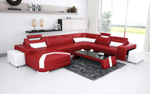 Cristana Modern U-Shape Leather Sectional