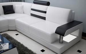 Norba Modern Leather Sectional with LED Light