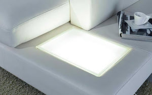 Snoe White Modern Leather Sectional with LED Light