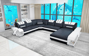 Vanessa Modern Leather U-Shape Sectional