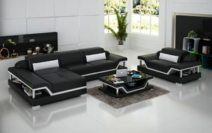 Taliya Mini Modern Leather Sectional with Chaise