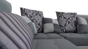 Selena Modular Tufted Sectional With Chaise(Dark Grey & Light Grey) / Top Grain Italian Leather