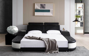 Alden Modern Leather Bed with Ottoman