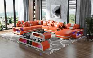 Oject Modern Leather Sectional with LED Light