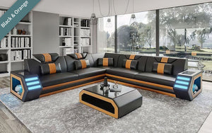 Mcmanu Modern Leather Sectional with LED Light